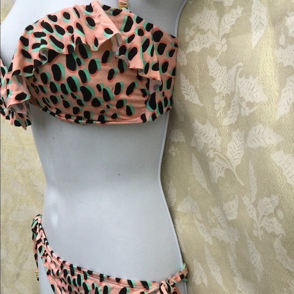 NWT Bar III size medium bandeau peach dalmation - Picture 3 of 9
